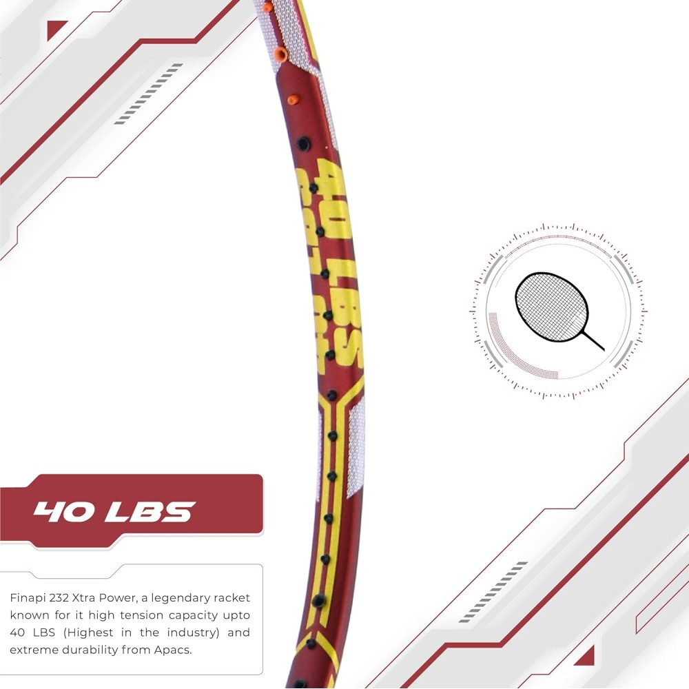 Apacs Finapi 232 XTRA Power Badminton Racket (Red/Gold) Apacs Finapi 232 XTRA Power Badminton Racket (Red/Gold)
