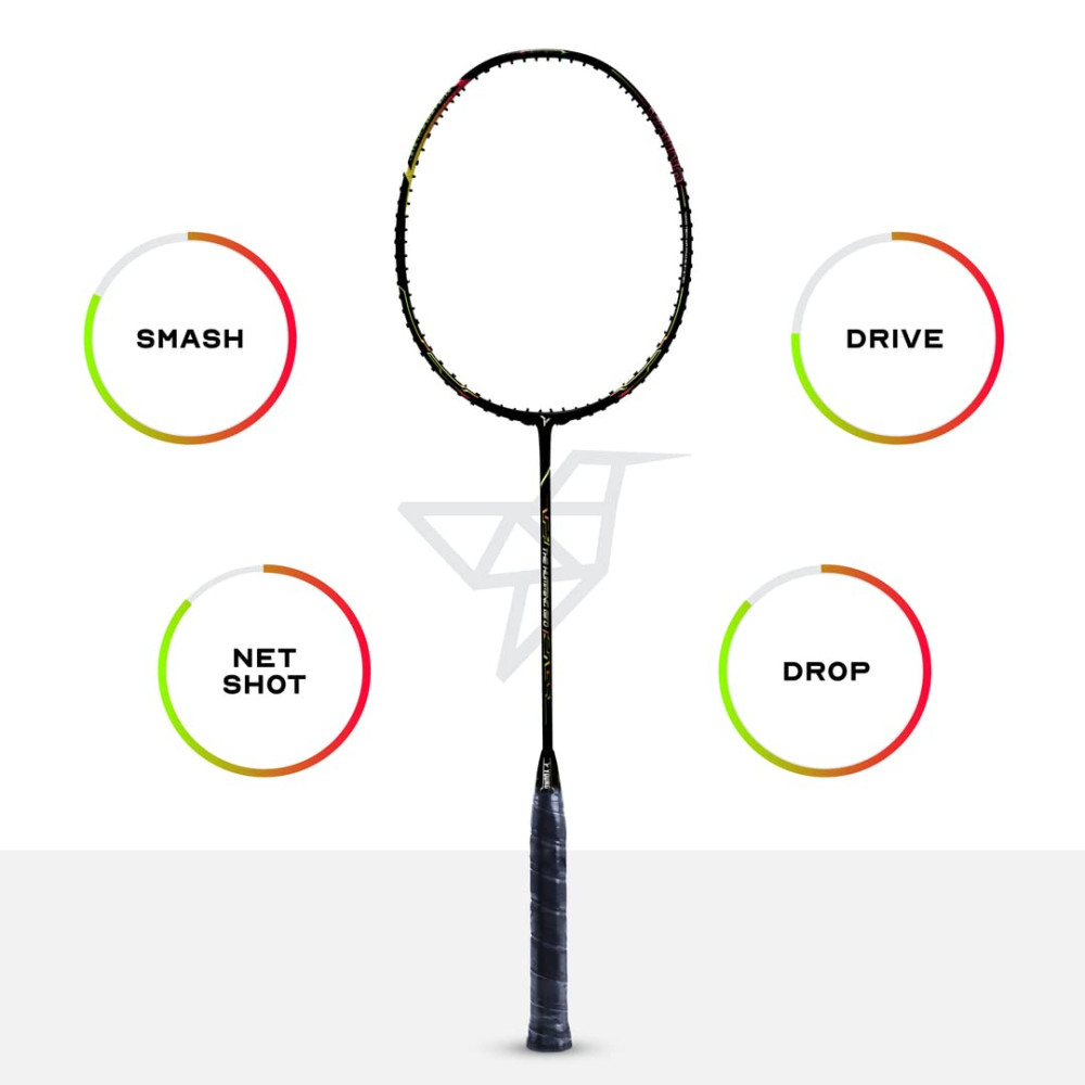 Young The Humming Bird Black Green Red Badminton Racket + R2 Black Blue Kitbag Combo