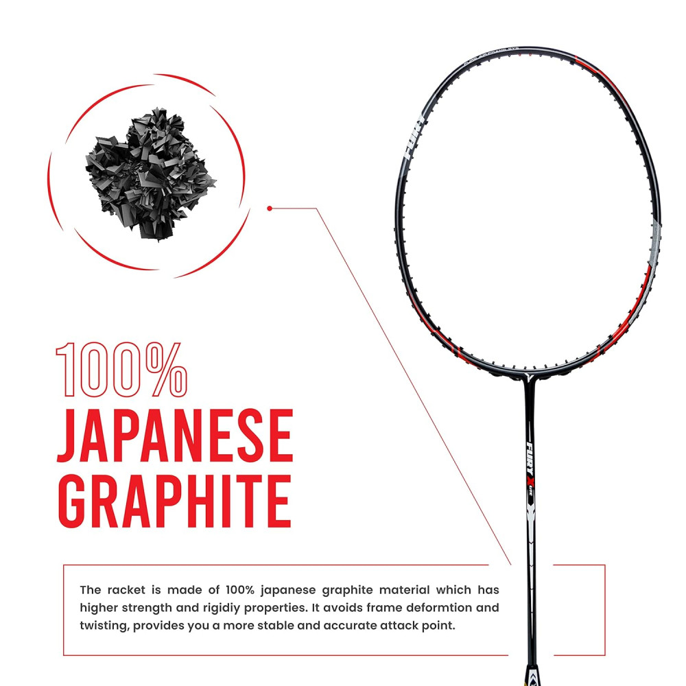 Young Fury X Lite (78 g, 30 LBS) Unstrung Badminton Racquet with Full Cover (Black Green)