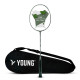Young P11: The Black Bird Super Charged (78g Lightweight) 30 LBS | Japanese Graphite | Hi-Power Aero Frame | Head Heavy Badminton Racket with Customization and Full Cover (Green Silver)