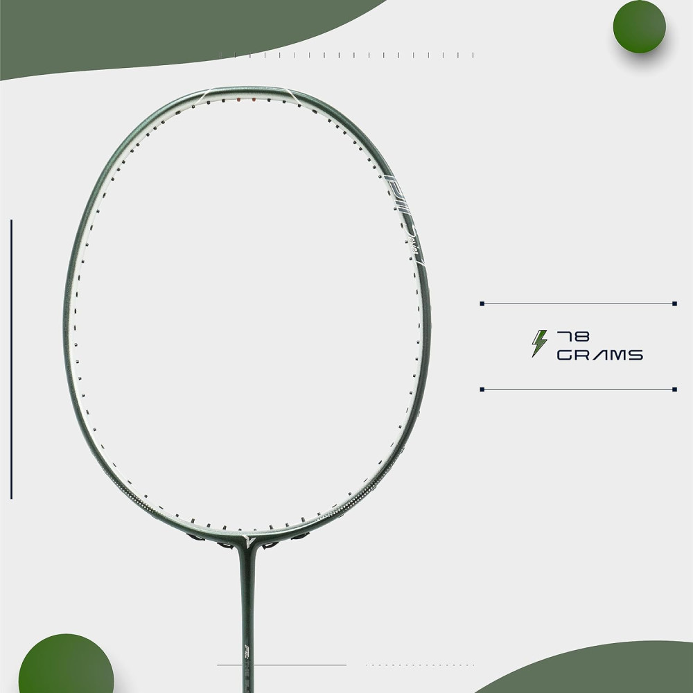 Young P11: The Black Bird Super Charged (78g Lightweight) 30 LBS | Japanese Graphite | Hi-Power Aero Frame | Head Heavy Badminton Racket with Customization and Full Cover (Green Silver)