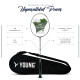 Young P11: The Black Bird Super Charged (78g Lightweight) 30 LBS | Japanese Graphite | Hi-Power Aero Frame | Head Heavy Badminton Racket with Customization and Full Cover (Green Silver)