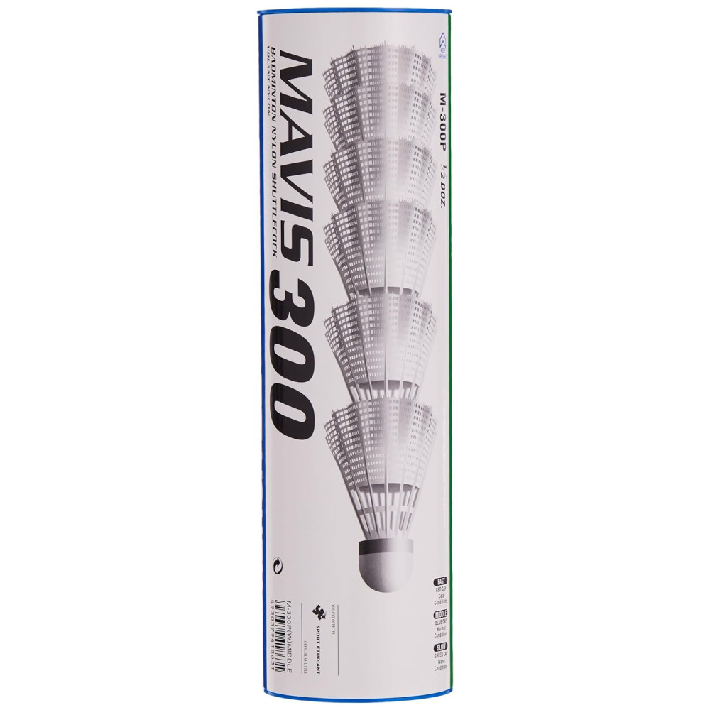 Yonex Mavis 10 Nylon Shuttlecock, Yellow, Pack of 6 | Made in Japan (Green Cap)