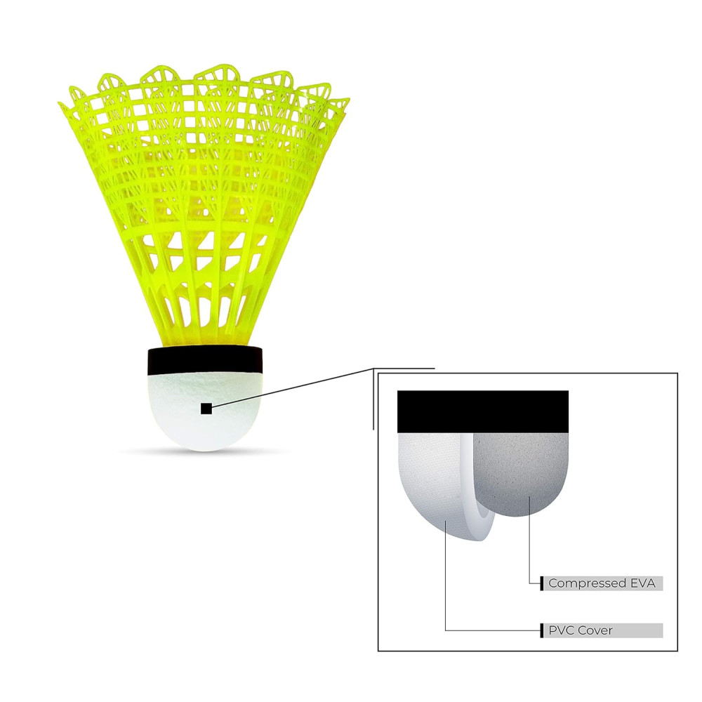 Li-Ning Bolt Neo (6 in 1) Nylon Badminton Shuttlecocks (Yellow)