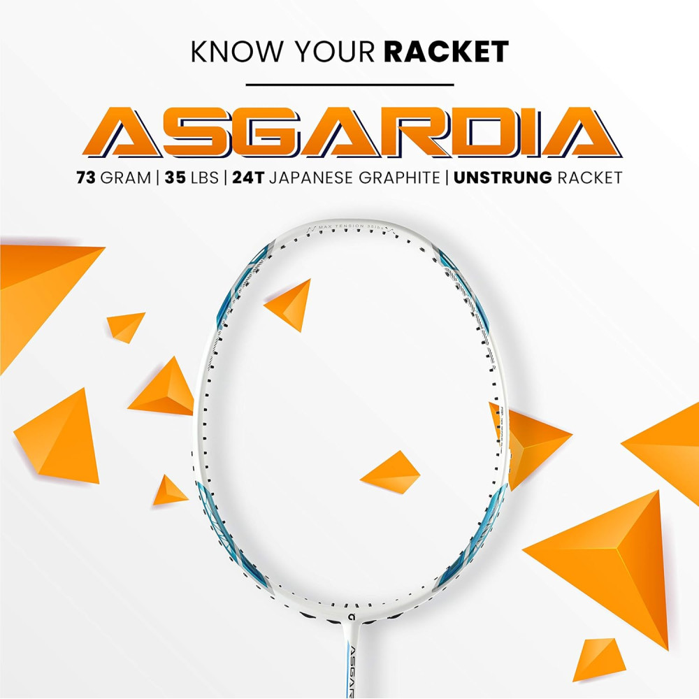 Apacs Asgardia Control (73 grams Ultra Lightweight) Made in Vietnam | Japanese Graphite Unstrung Badminton Racket with Full Cover | G2-4 1/8 inches (Orange)