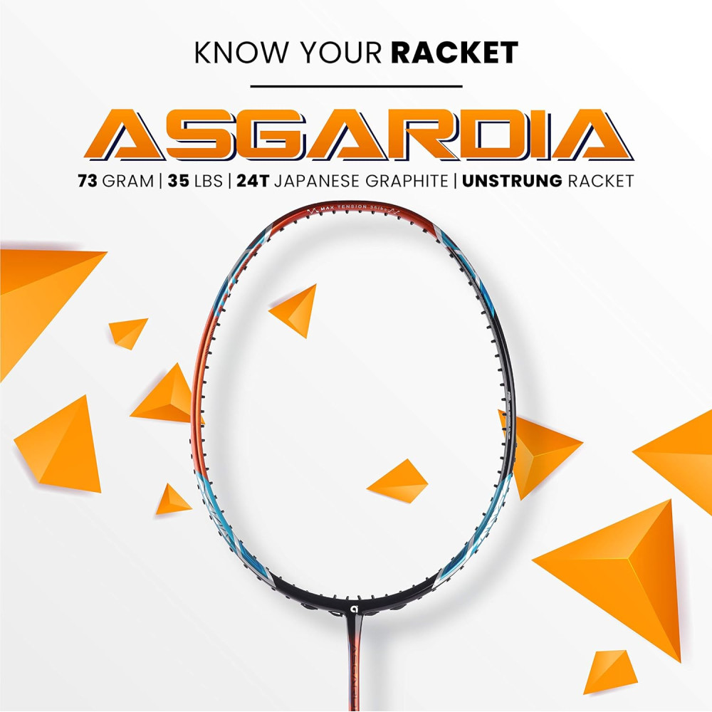 Apacs Asgardia Control (73 grams Ultra Lightweight) Made in Vietnam | Japanese Graphite Unstrung Badminton Racket with Full Cover | G2-4 1/8 inches (Orange)