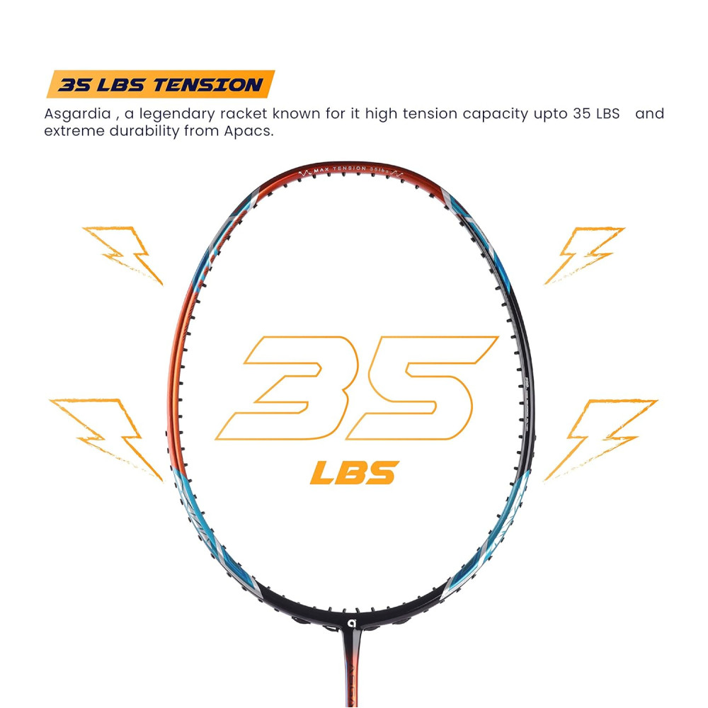 Apacs Asgardia Control (73 grams Ultra Lightweight) Made in Vietnam | Japanese Graphite Unstrung Badminton Racket with Full Cover | G2-4 1/8 inches (Orange)
