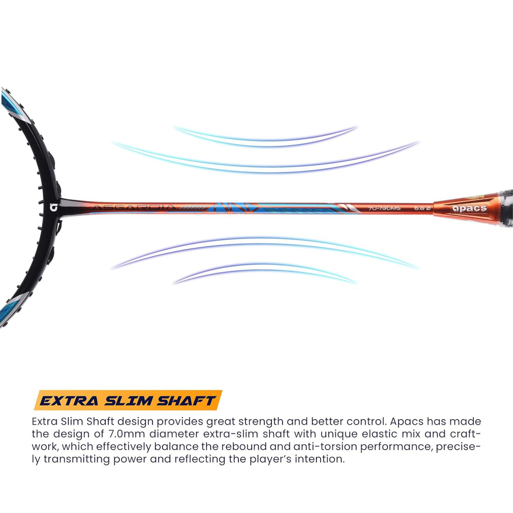 Apacs Asgardia Control (73 grams Ultra Lightweight) Made in Vietnam | Japanese Graphite Unstrung Badminton Racket with Full Cover | G2-4 1/8 inches (Orange)