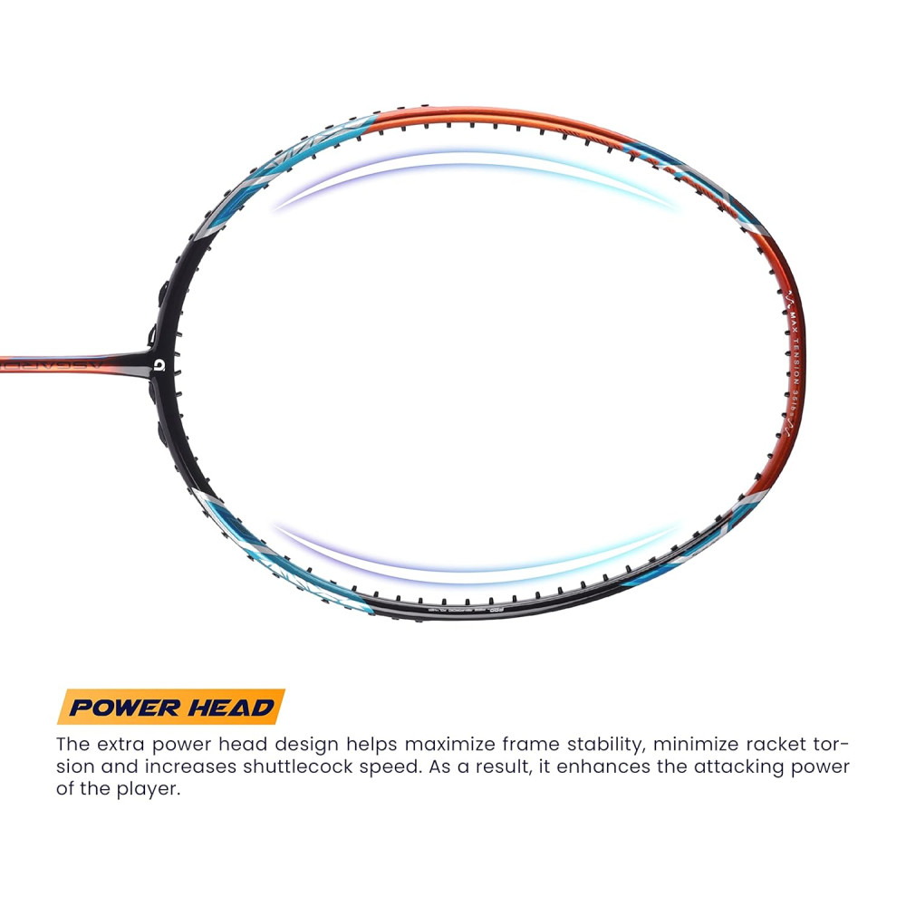 Apacs Asgardia Control (73 grams Ultra Lightweight) Made in Vietnam | Japanese Graphite Unstrung Badminton Racket with Full Cover | G2-4 1/8 inches (Orange)