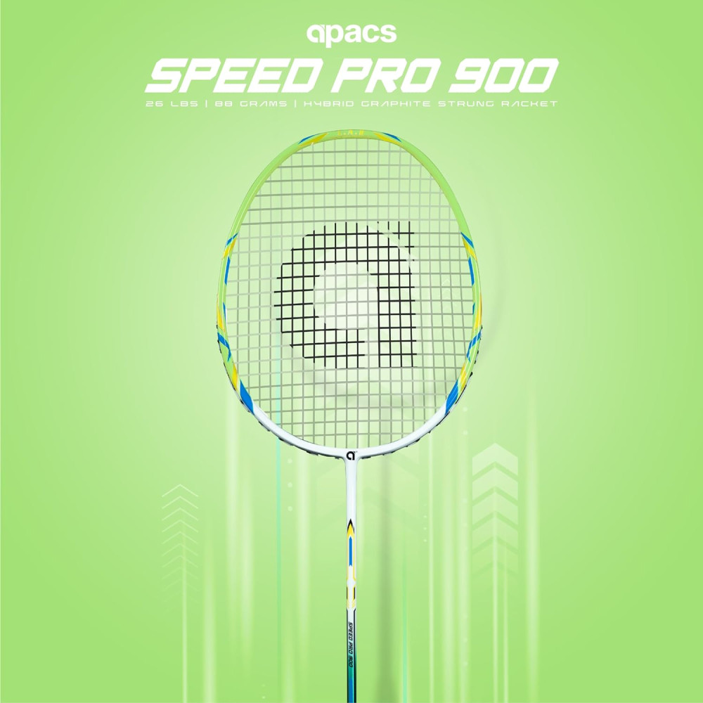 Apacs Speed Pro 900 Strung | Head Heavy Badminton Racket for Intermediate Players (White Green) Apacs Speed Pro 900 Strung | Head Heavy Badminton Racket for Intermediate Players (White Green)