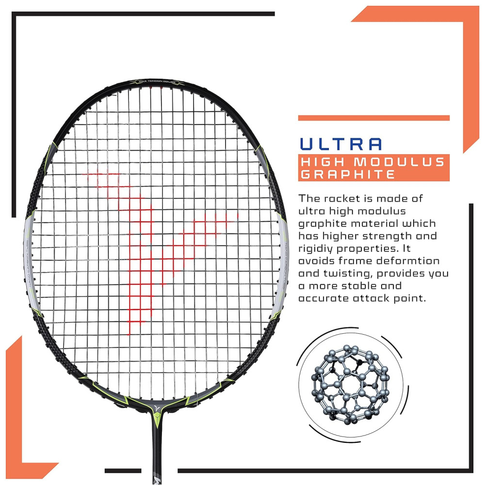 Young Wing Light 73 (73g, 30LBS) Strung Badminton Racquet with Full Cover (Black Green)
