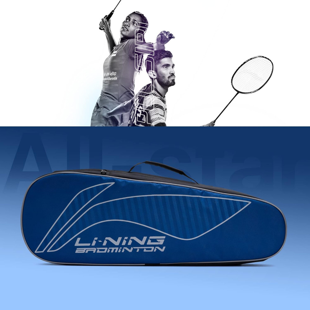 Li-Ning All Star Single Zip Polyester Badminton Kit Bag (Black, Large) | Dedicated Compartments | Unisex - Men, Boys, Girls, Women