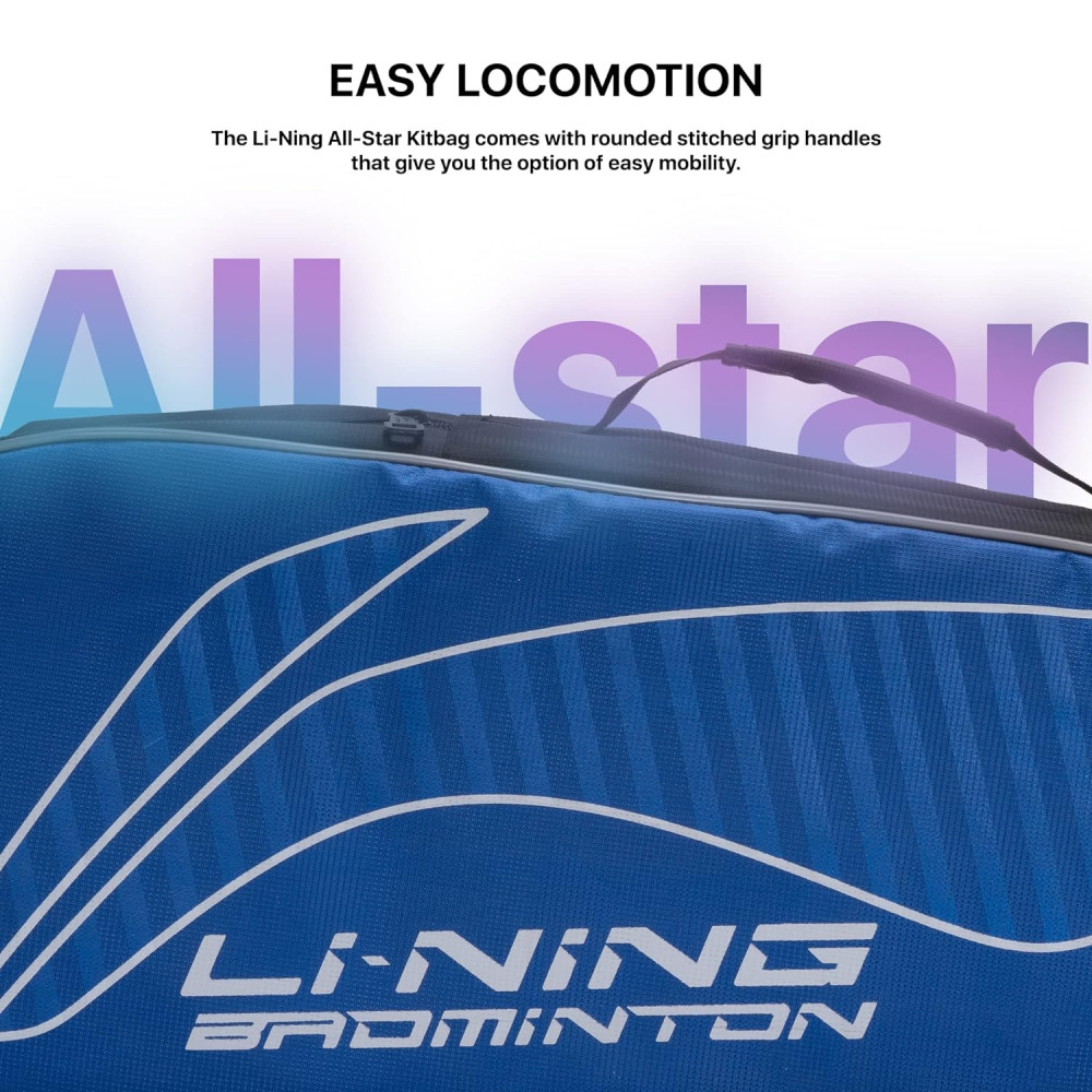 Li-Ning All Star Single Zip Polyester Badminton Kit Bag (Black, Large) | Dedicated Compartments | Unisex - Men, Boys, Girls, Women