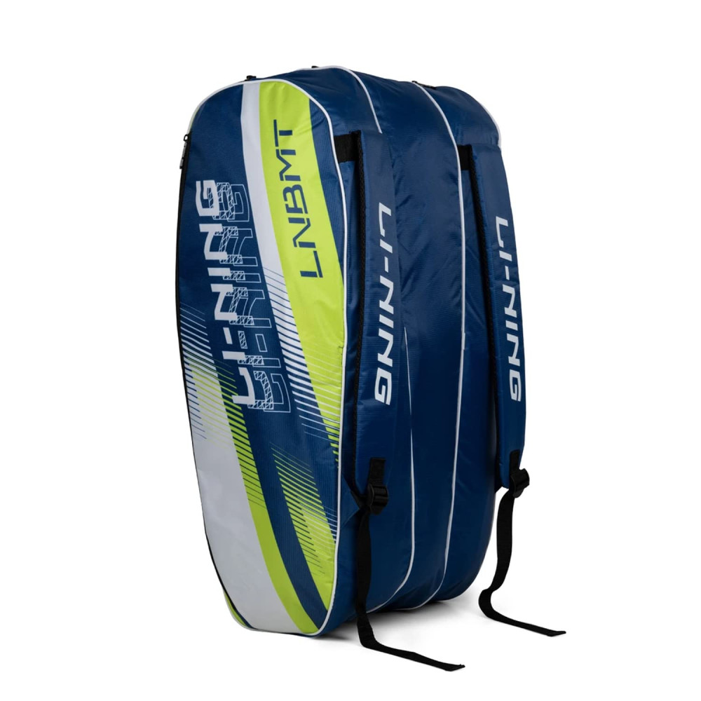 Li-Ning Spike Triple Compartment with Side Pouch (9 in 1) Badminton Kit Bag (Navy/Turquoise Blue)