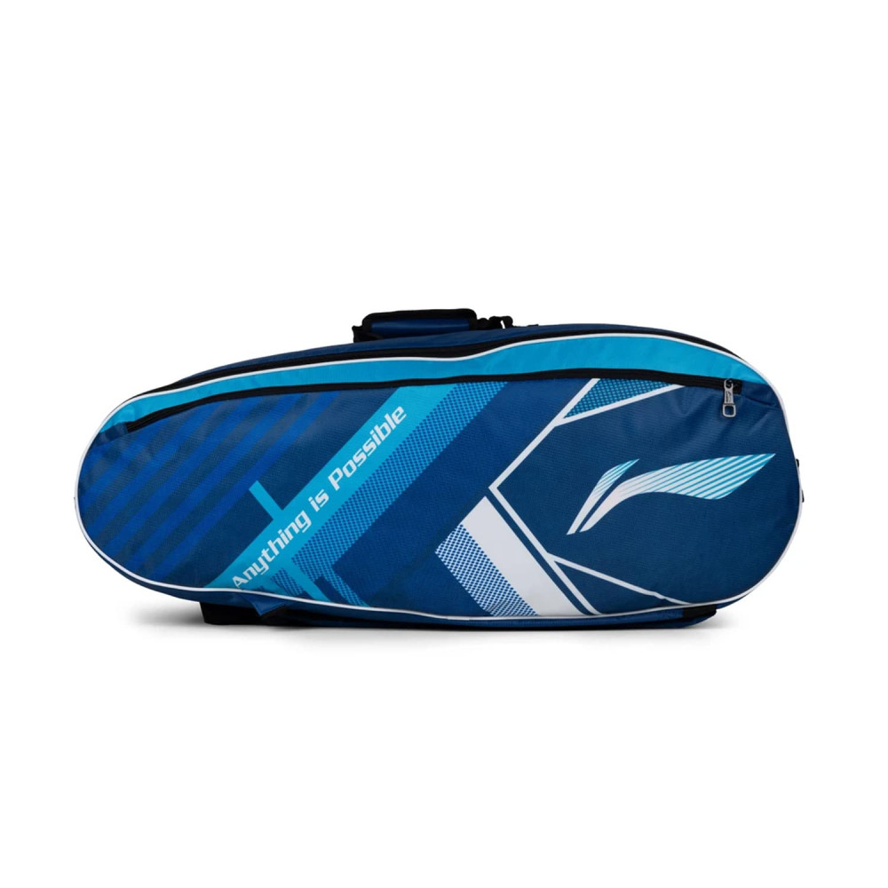 Li-Ning Hustler Triple Compartment with Side Pouch (9 in 1) Badminton Kit Bag (Navy/Turquoise Blue)