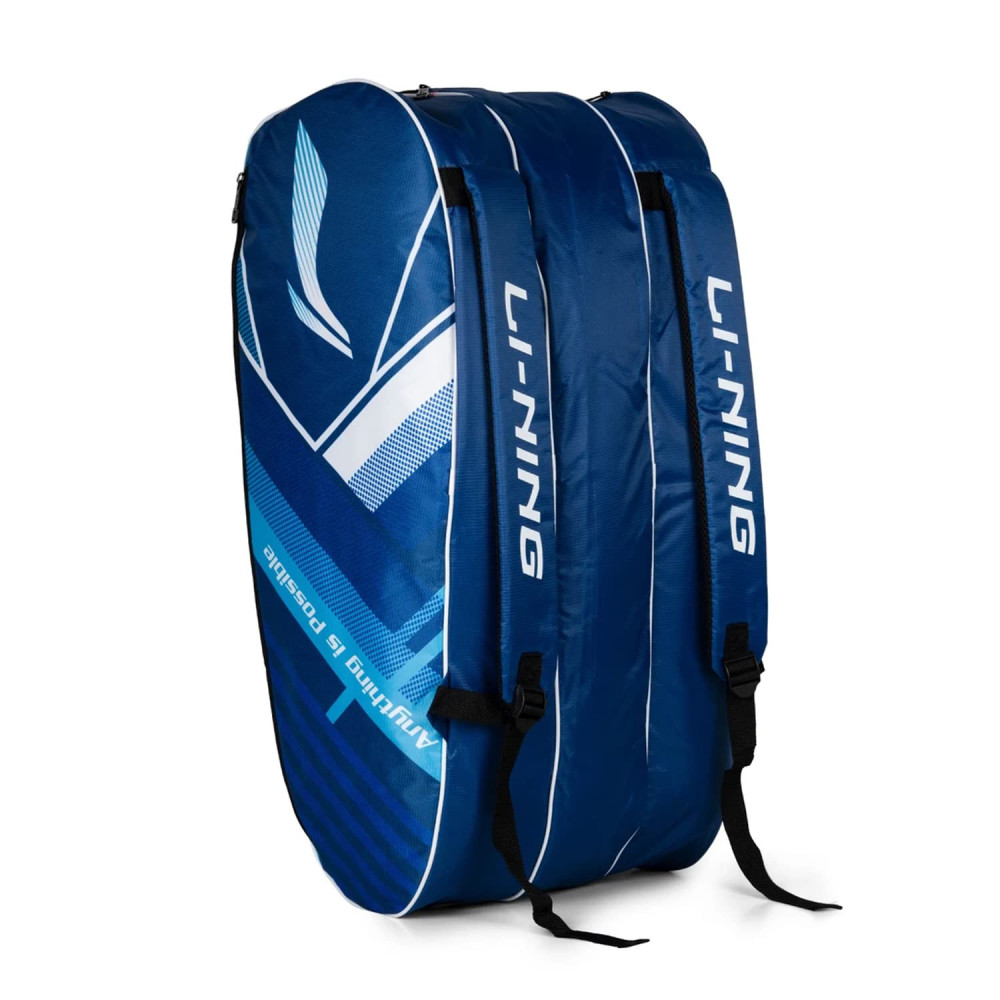 Li-Ning Hustler Triple Compartment with Side Pouch (9 in 1) Badminton Kit Bag (Navy/Turquoise Blue)