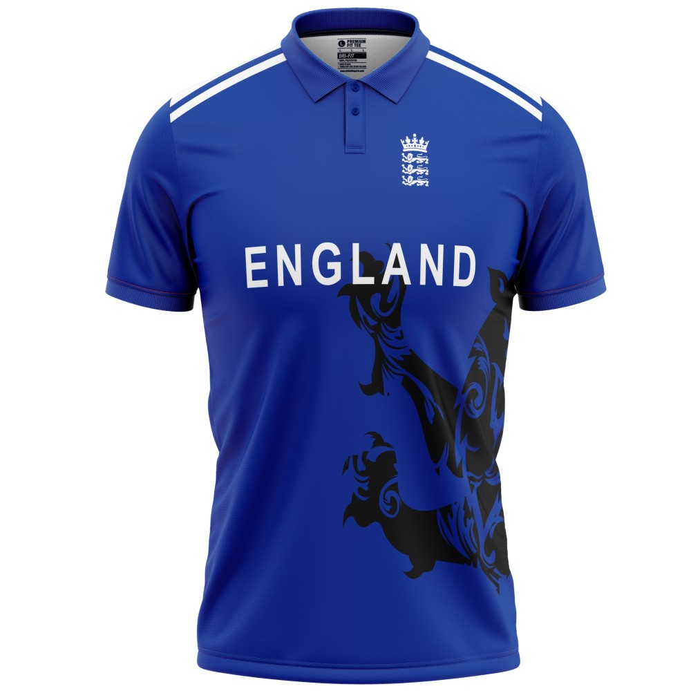 England Blue ODI World Cup 2015 Half Sleeves Cricket Fan Jersey - 100% Dryfit Polyester