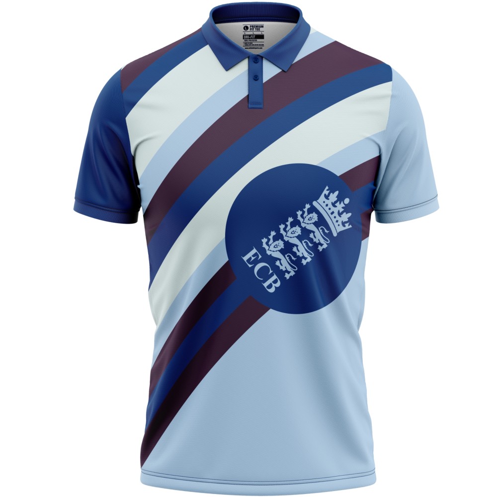 England Blue ODI World Cup 1997 Half Sleeves Cricket Fan Jersey - 100% Dryfit Polyester