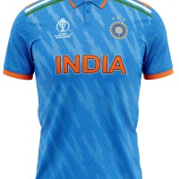 India Blue ODI World Cup 2023 Half Sleeves Cricket Fan Jersey - 100% Dryfit Polyester - With Name Personalisation