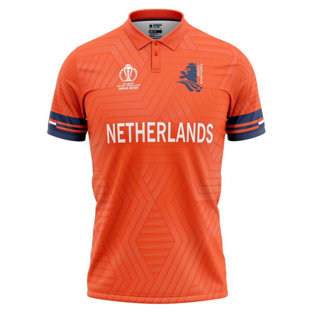 Netherlands ODI World Cup 2023 Half Sleeves Cricket Fan Jersey - 100% Dryfit Polyester - With Name Personalisation Netherlands ODI World Cup 2023 Half Sleeves Cricket Fan Jersey - 100% Dryfit Polyester - With Name Personalisation