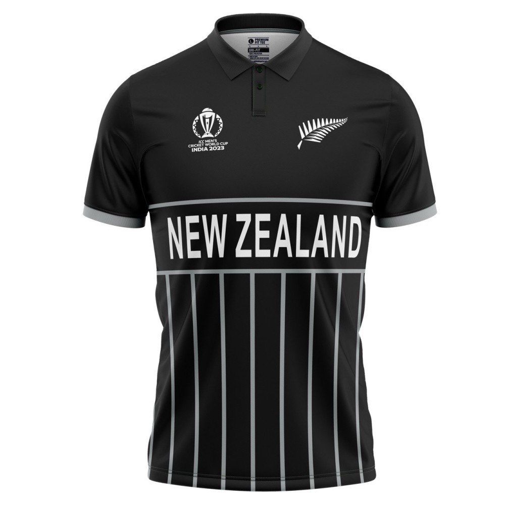 New Zealand ODI World Cup 2023 Half Sleeves Cricket Fan Jersey - 100% Dryfit Polyester - With Name Personalisation New Zealand ODI World Cup 2023 Half Sleeves Cricket Fan Jersey - 100% Dryfit Polyester - With Name Personalisation