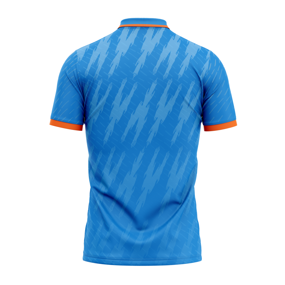 India Blue ODI World Cup 2023 Half Sleeves Cricket Fan Jersey - 100% Dryfit Polyester - With Name Personalisation India Blue ODI World Cup 2023 Half Sleeves Cricket Fan Jersey - 100% Dryfit Polyester - With Name Personalisation
