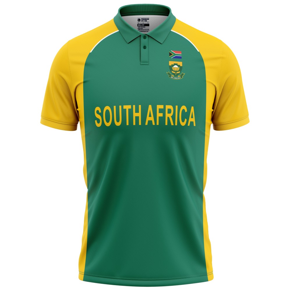 South Africa 2011 ICC World Cup Half Sleeves Cricket Fan Jersey - 100% Dryfit Polyester - With Name Personalisation South Africa 2011 ICC World Cup Half Sleeves Cricket Fan Jersey - 100% Dryfit Polyester - With Name Personalisation