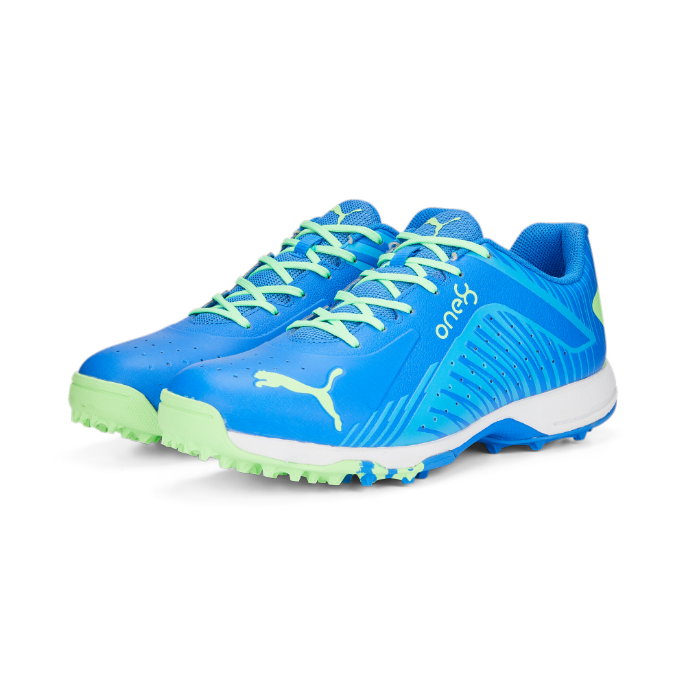 Puma x one8 22 FH Rubber Unisex Cricket Shoes - Bluemazing-Elektro Green-Puma White