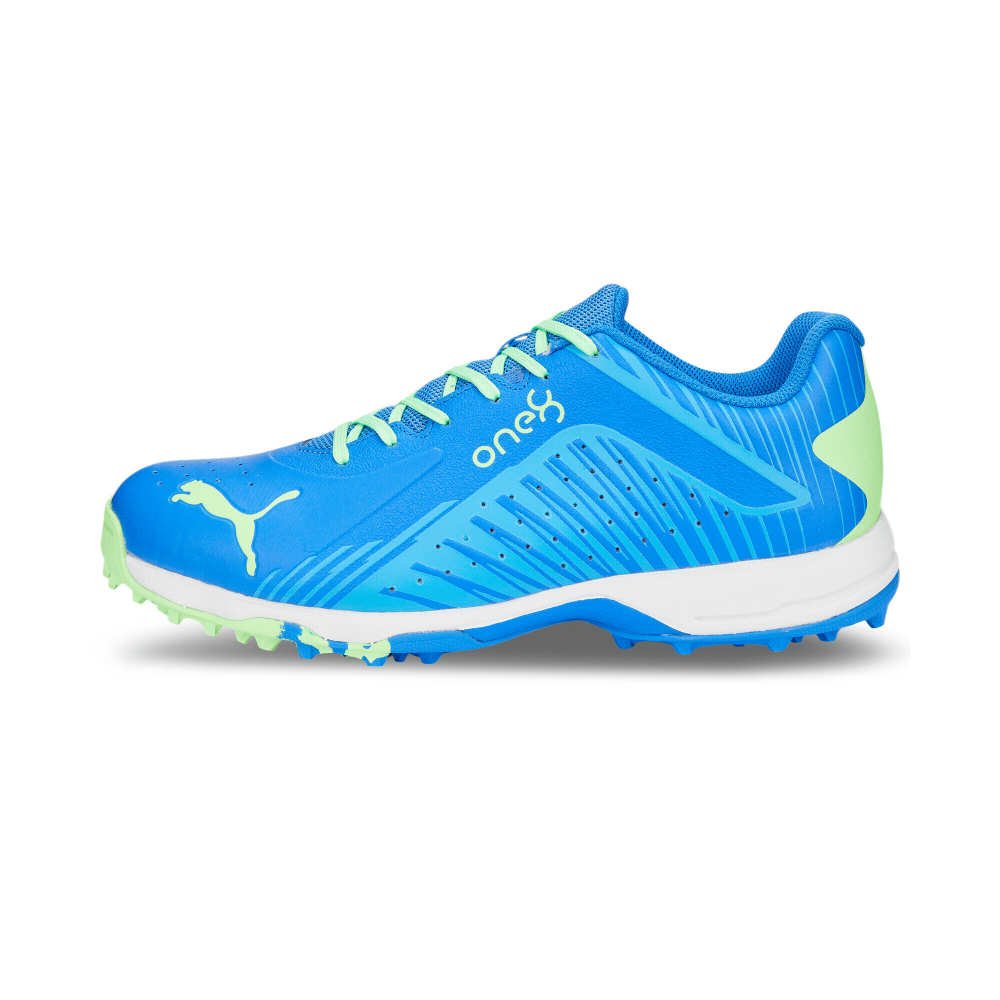 Puma x one8 22 FH Rubber Unisex Cricket Shoes - Bluemazing-Elektro Green-Puma White