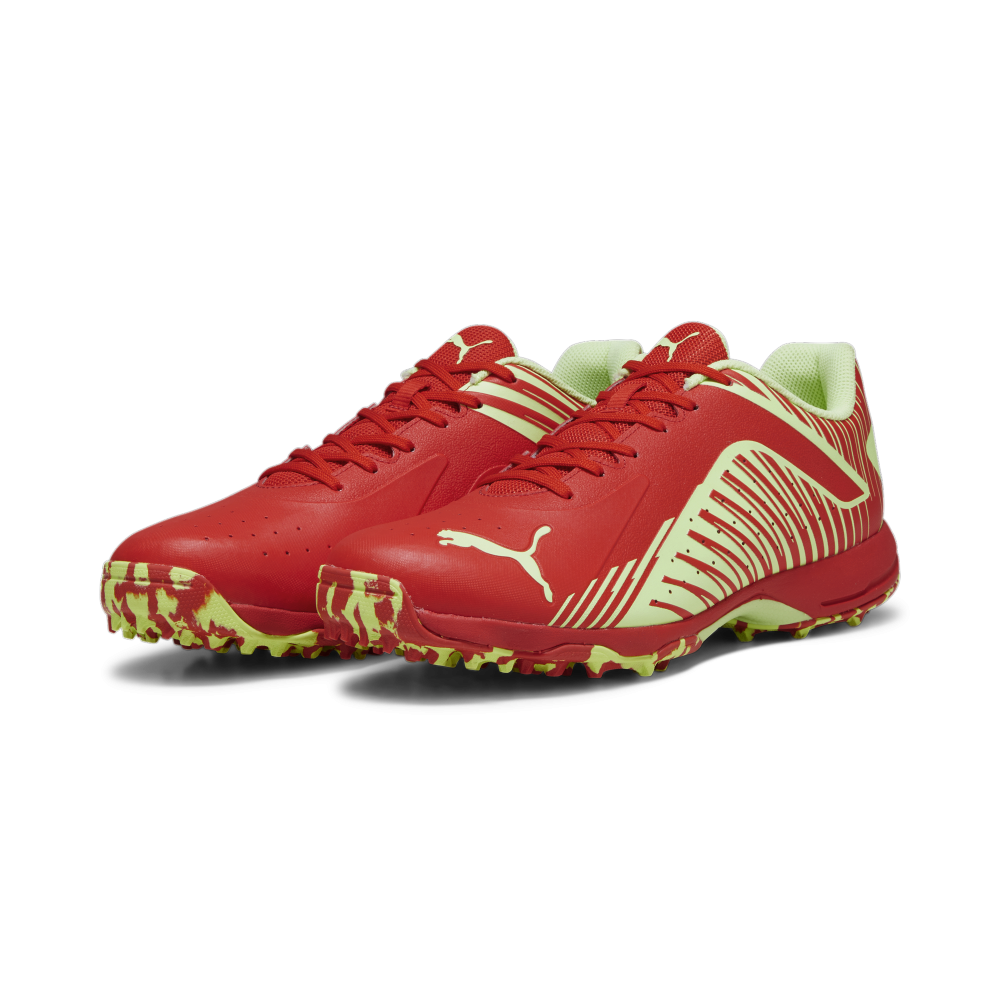 Puma 22 FH Rubber Unisex Cricket Shoes - Red-Speed Green