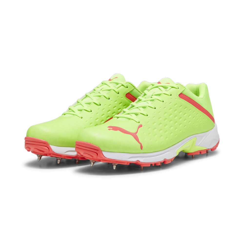 Puma 22.2 Spike Unisex Cricket Shoes - Green-Parakeet Green-Fire Orchid