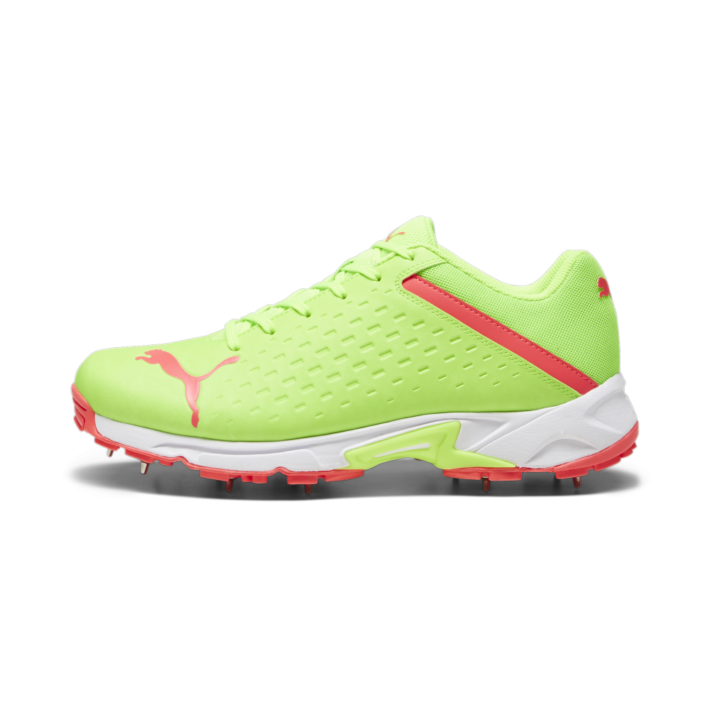 Puma 22.2 Spike Unisex Cricket Shoes - Green-Parakeet Green-Fire Orchid