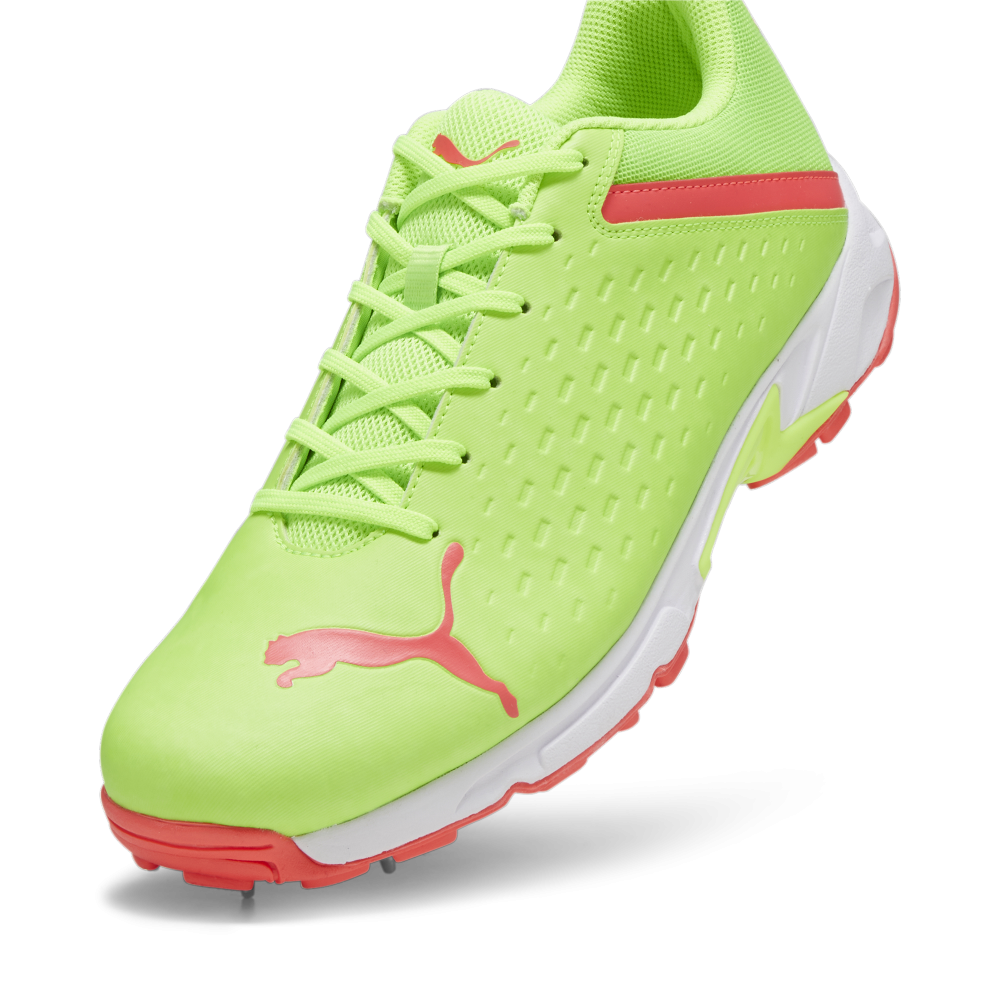 Puma 22.2 Spike Unisex Cricket Shoes - Green-Parakeet Green-Fire Orchid