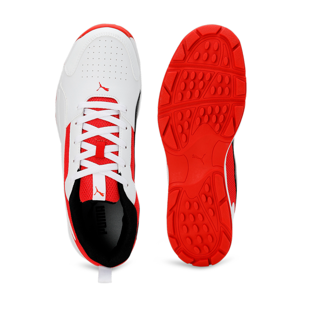 Puma High Run Cricket Shoes - PUMA White-Burnt Red-PUMA Black