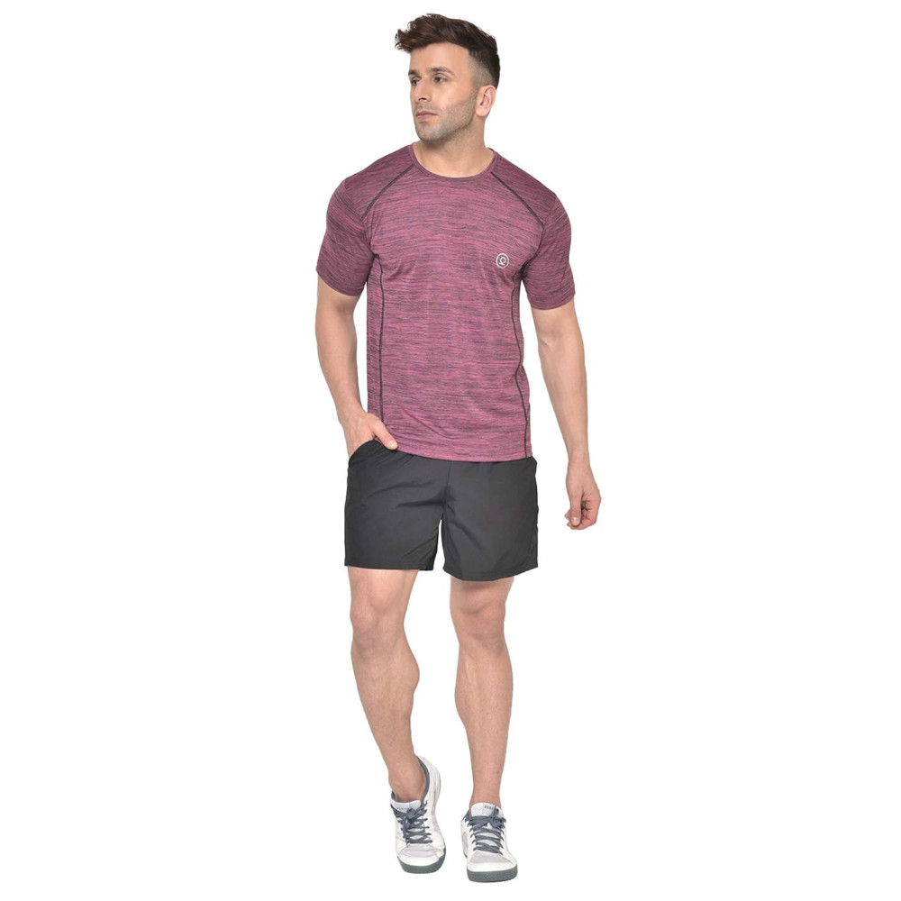 Whitedot FlexFit Round Neck Regular Dry Fit Gym Sports T-Shirt - Magenta