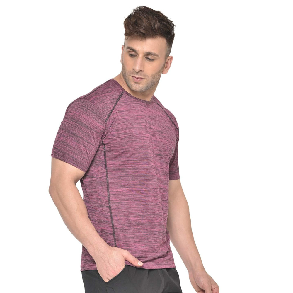 Whitedot FlexFit Round Neck Regular Dry Fit Gym Sports T-Shirt - Magenta